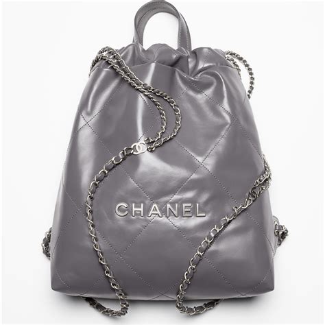 chanel silver nylon backpack